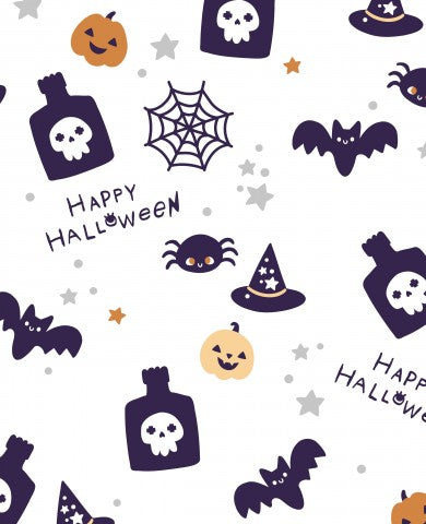 Panama Halloween pattern with pumpkins and bats