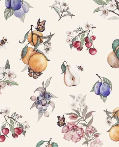 Frutta e fiori in raso di cotone