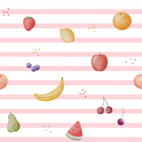 Rib Jersey watercolor fruits and berries