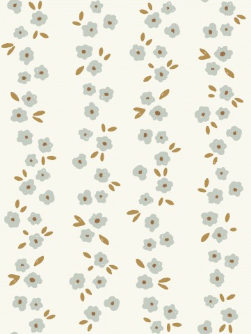 Vintage-Blau Canvas Baumwolle Frühlingsblumen-Streifen, einzigartige Natur-Seide-Nahstoff-Meterware für Ihre nächsten Projekte: Vintage-ähnliche Blumenmuster a