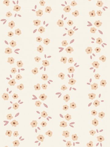 Fleurs en French Terry sur fond blanc