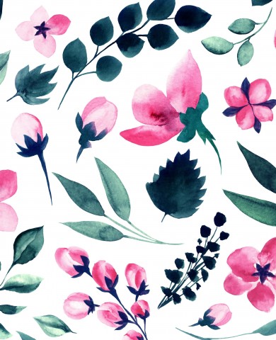 Muslin akvarell blommor och blad