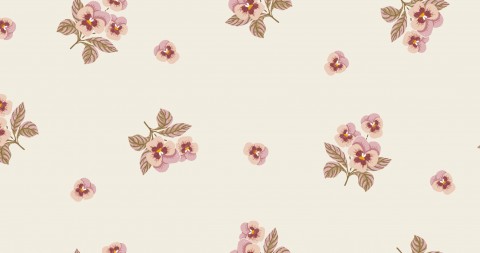 Vintage rosa kanvasbomulls vårpenséer - Naturröd design på ett mjukt, lätt tyg perfekt för kläder, väskor och accessoarer. Bomull