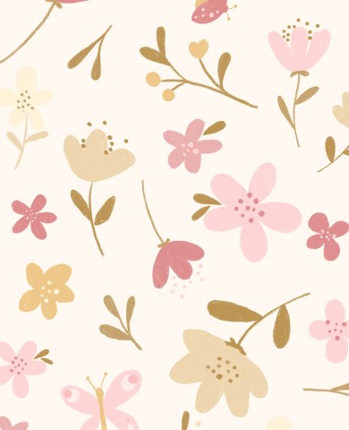 Muslin flowers and butterflies