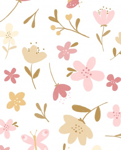 Satin cotton flowers and butterflies
