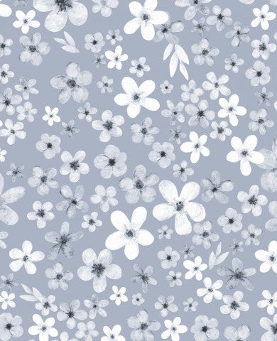 Jersey a pattern of white flowers on a blue background