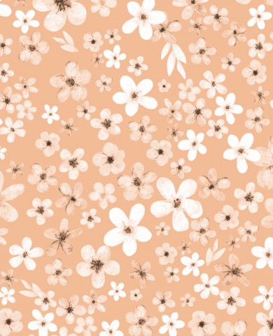 Jersey einen orangefarbenen Hintergrund mit weißen Blumen darauf