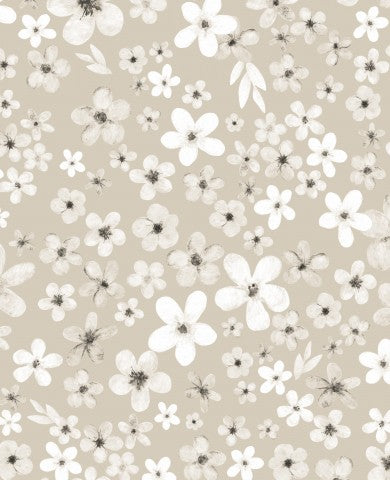 Panama ein beiges Blumenmuster mit weißen Blüten