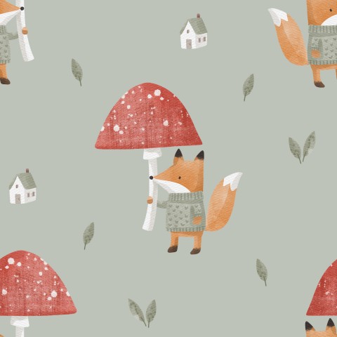 Waterdichte stof vossen en paddenstoelen