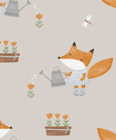 Rib Jersey foxes watering flowers