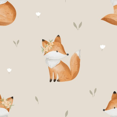 Satin cotton foxes and flowers