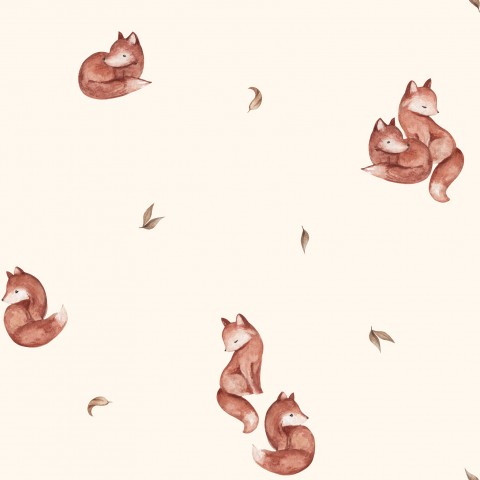 Waterproof fabric pattern of foxes on a white background