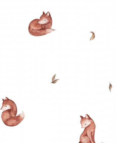 Muslin a series of watercolor foxes on a white background