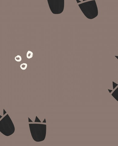 Satin cotton a circle with black and white paw prints on it