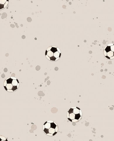 Ballons de football en satin de coton sur fond beige