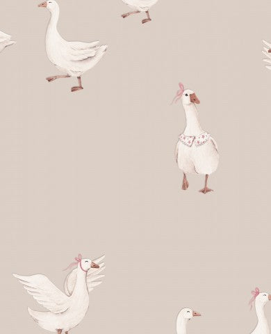 Panama Muster aus Enten und Gänsen auf Beige