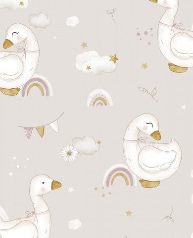 Nähen Sie sich perfekt mit Canvas Baumwolle Gänse BEIGE! 100% Baumwolle, meterweise lieferbar. Ideal für Tischdecken, Kissen, Handtaschen & mehr.