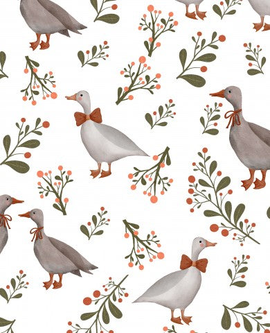 Satin Baumwolle Enten und Blumen