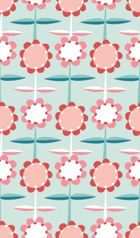 Wasserdichter Stoff rosa und blauen Blumen
