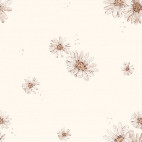 Jersey pattern of daisies on a cream background