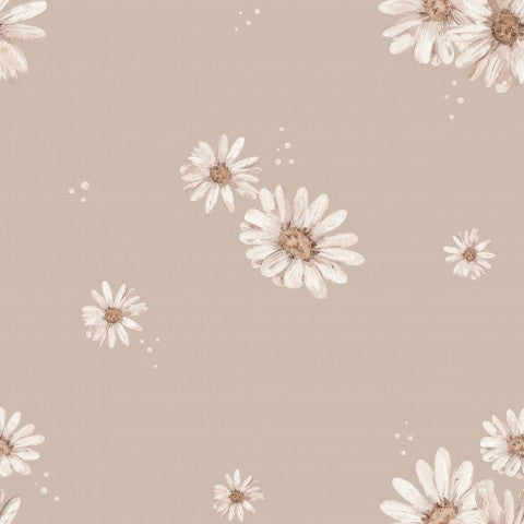 Marguerites en satin de coton sur fond beige