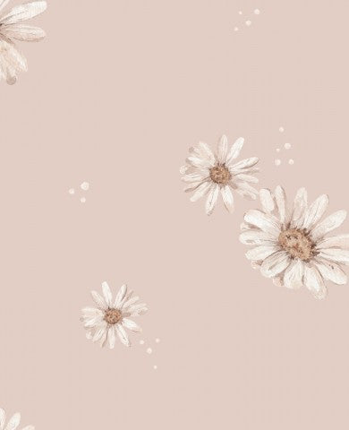 Satin cotton pink and white daisies on a pink background
