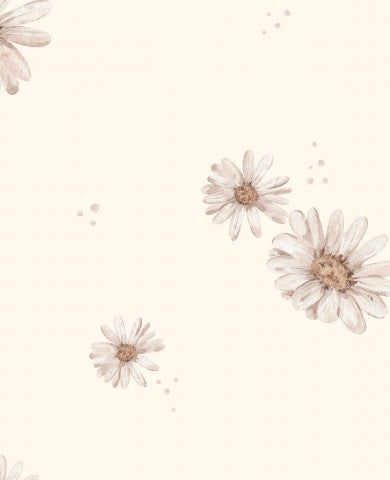 French Terry watercolor daisies on beige background
