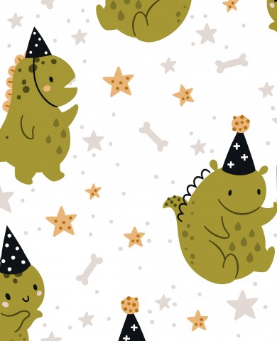 Dinosaures mignons de Jersey avec des chapeaux de fête