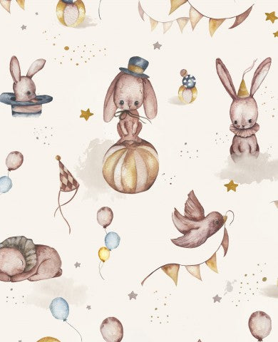 Entdecken Sie den Geheimen Zirkus in Canvas Baumwolle - Naturroth auf 100% Baumwolle! Ideal für näher und Schneiderarbeiten, unsere Meterware-Stoffe bieten bes