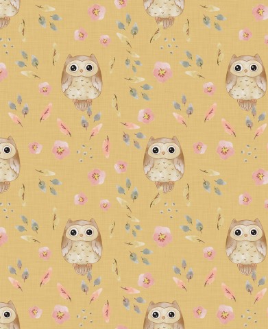 SoftShell motif hibou et fleur sur fond jaune