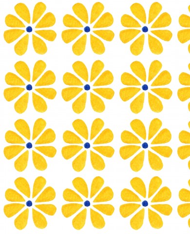 French Terry yellow flowers on white background