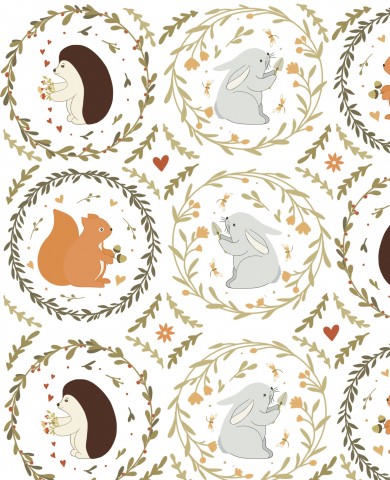 Waterproof fabric rabbit, squirrel and leaves