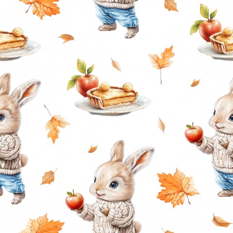 Panama akvarel kaniner og æbler