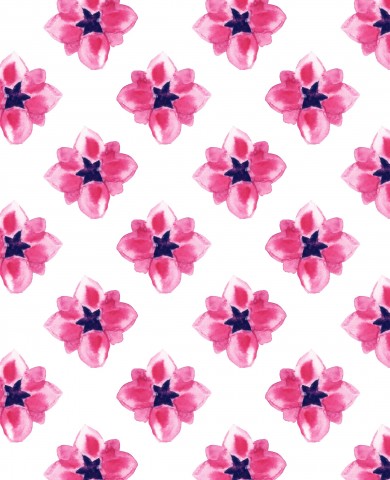 Satin cotton watercolor pattern with pink flowers