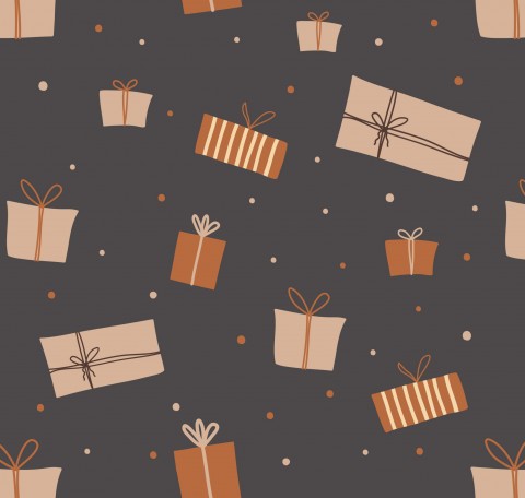 Muslin gift boxes on dark background