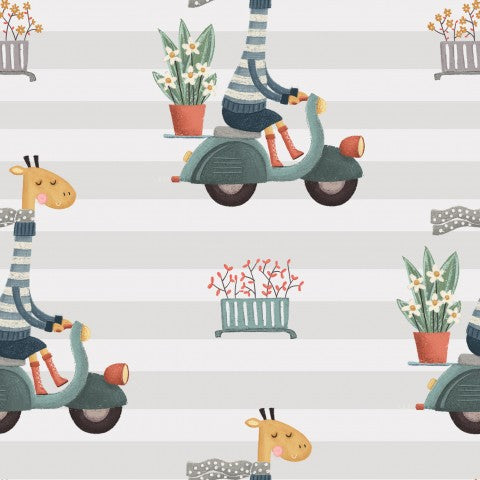 Panama-giraffer kører på scootere