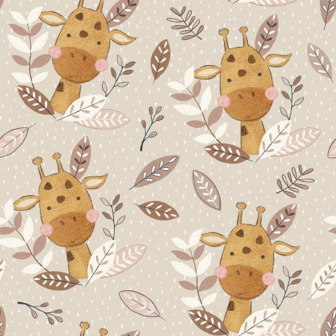 French Terry Giraffes and Leaves