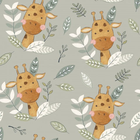 French Terry Giraffes and Leaves