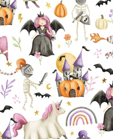 Rib Jersey Aquarell-Halloween-Muster