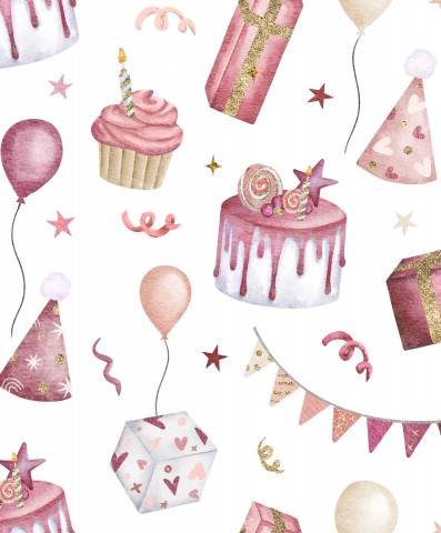 Jersey watercolor cakes, cupcakes and balloons