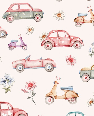 Rib Jersey Autos und Motorrollern in Aquarell