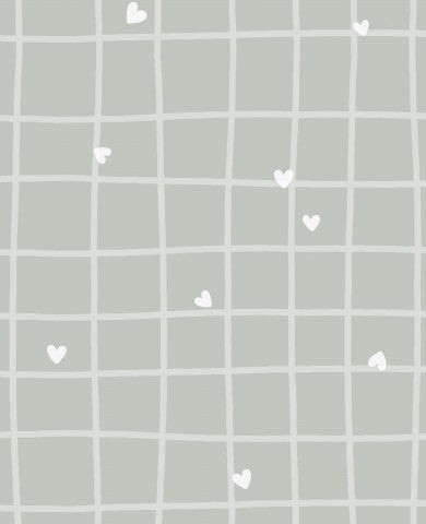 Canvas Baumwolle Gitter mit Herzen in Mint - Natürlich schön zu nähen!