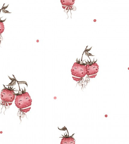 Rib Jersey ein Aquarellmuster mit Erdbeeren auf weißem Hintergrund