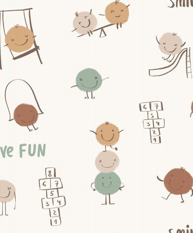 Juego de juguetes infantiles de algodón satinado con las palabras "Sonríe" y "Diviértete".