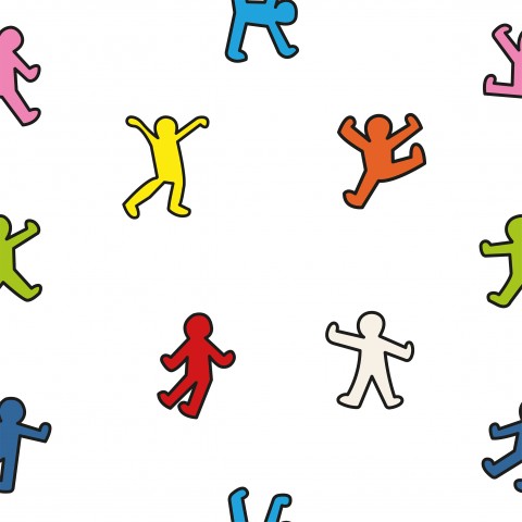 Jersey pattern of colorful stick figures – stock vector