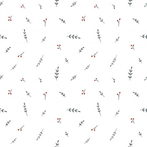 Feuilles et baies de Jersey sur fond blanc