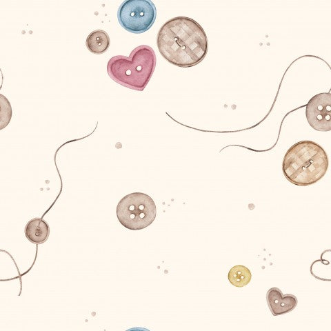 Satin cotton buttons and hearts