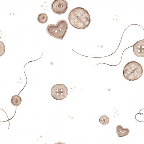 Jersey buttons and hearts on a white background