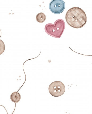 Tessuto di tela di cotone bianco nel colore dei bottoni portafortuna: ideale per il tuo prossimo progetto!