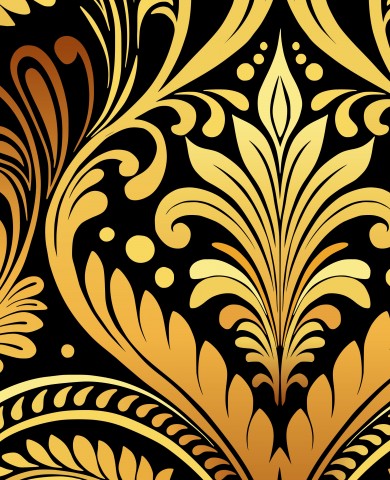 Satin Baumwolle einen gold-schwarzen Hintergrund mit einem Blumenmuster